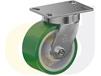 ZINC PLATED KINGPINLESS CASTER- POLY ON CAST IRON WHEELS