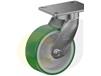 ZINC PLATED KINGPINLESS CASTERS- POLY ON CAST IRON WHEELS