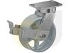 ZINC PLATED KINGPINLESS CASTER- CAST IRON WHEELS