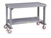ALL-WELDED MOBILE WORKBENCH WITH BACK AND END STOPS