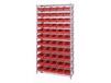 CHROME WIRE SHELVING UNITS WITH SHELF BINS