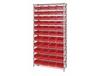 CHROME WIRE SHELVING UNITS WITH SHELF BINS