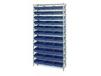 CHROME WIRE SHELVING UNITS WITH SHELF BINS