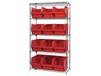 CHROME WIRE SHELVING UNITS WITH MAGNUM BINS