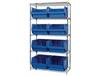 CHROME WIRE SHELVING UNITS WITH MAGNUM BINS