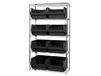 CHROME WIRE SHELVING UNITS WITH MAGNUM BINS
