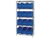 CHROME WIRE SHELVING UNITS WITH GIANT HOPPER BINS