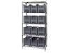 CHROME WIRE SHELVING UNITS WITH GIANT HOPPER BINS