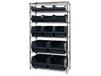 CHROME WIRE SHELVING UNITS WITH MAGNUM BINS