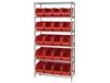 CHROME WIRE SHELVING UNITS WITH ULTRA BINS
