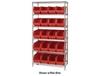 CHROME WIRE SHELVING UNITS WITH ULTRA BINS