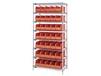 WIRE SHELVING SYSTEMS WITH STACKABLE SHELF BINS