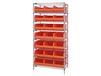 WIRE SHELVING SYSTEMS WITH STACKABLE SHELF BINS