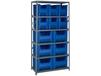 SHELVING UNITS WITH STACKABLE STORAGE BINS