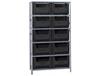 SHELVING UNITS WITH STACKABLE STORAGE BINS