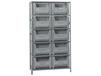 SHELVING UNITS WITH STACKABLE STORAGE BINS