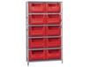 SHELVING UNITS WITH STACKABLE STORAGE BINS