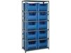 SHELVING UNITS WITH STACKABLE STORAGE BINS