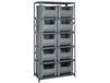 SHELVING UNITS WITH STACKABLE STORAGE BINS