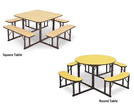 SQUARE &amp; ROUND CAFETERIA TABLES