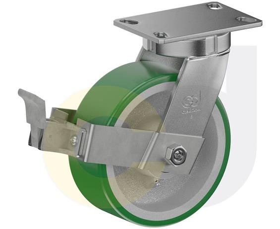 CASTERDEPOT TOP PLATE CASTERS - POLY ON CAST IRON WHEEL - CAPACITIES UP TO 3000 LBS.