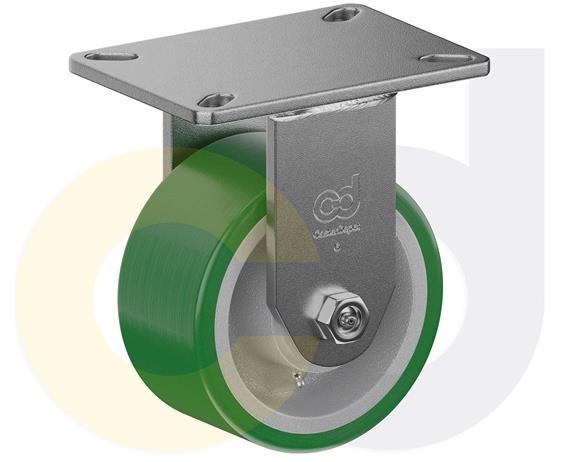 ZINC PLATED KINGPINLESS CASTERS- POLY ON CAST IRON WHEELS