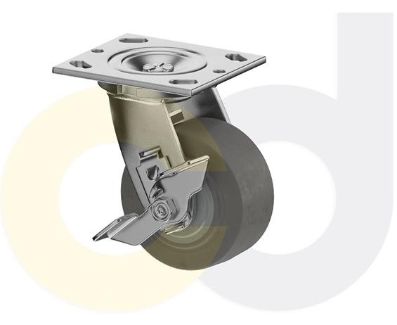 ZINC PLATED CASTERS - THERMO-RUBBER WHEELS