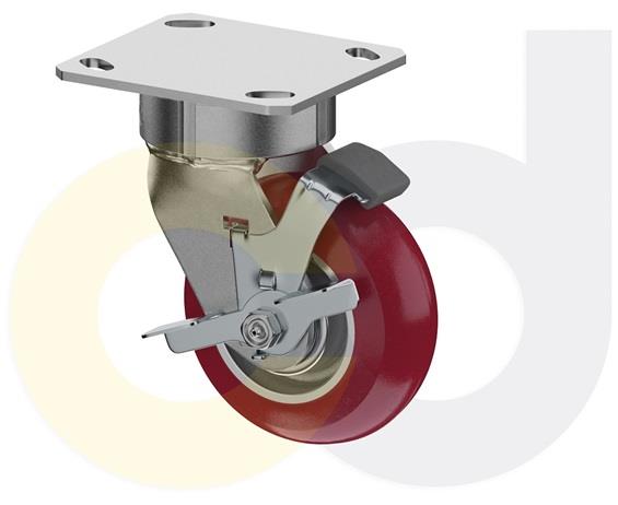 ZINC PLATED CASTERS - POLY ON ALUMINUM WHEELS