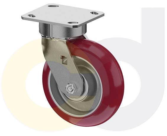 ZINC PLATED CASTERS - POLY ON ALUMINUM WHEELS