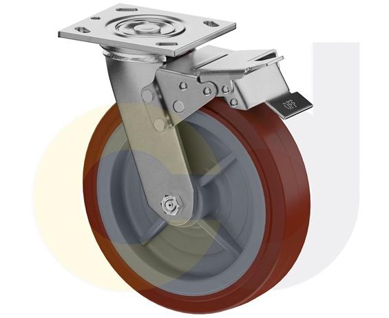 ZINC PLATED CASTERS - THERMO-URETHANE WHEELS
