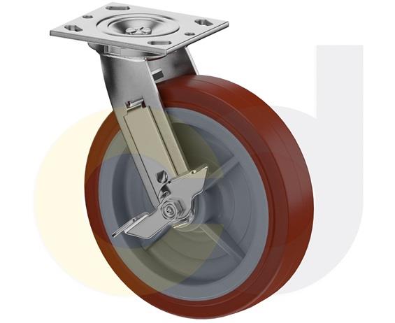 ZINC PLATED CASTERS - THERMO-URETHANE WHEELS