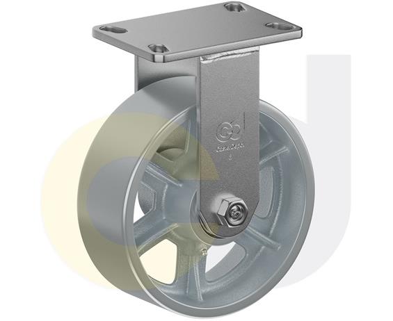 ZINC PLATED KINGPINLESS CASTER- CAST IRON WHEELS