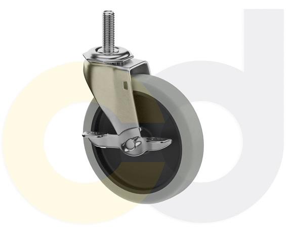 THREADED STEM CASTERS - THERMO-RUBBER WHEELS
