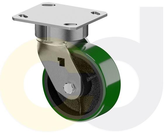 ZINC PLATED CASTERS - POLY ON CAST IRON WHEELS