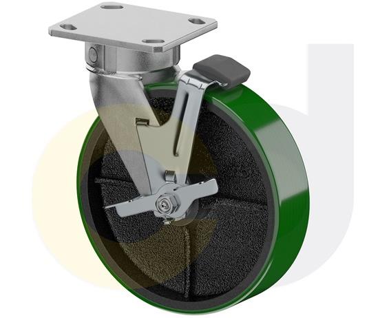 ZINC PLATED CASTERS - POLY ON CAST IRON WHEELS