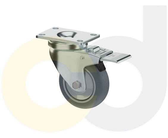 ZINC PLATED CASTERS - THERMO-RUBBER WHEELS