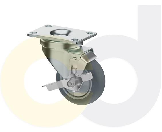 ZINC PLATED CASTERS - THERMO-RUBBER WHEELS