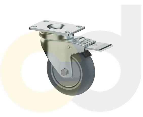 ZINC PLATED CASTERS - THERMO-RUBBER WHEELS