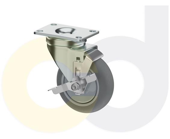ZINC PLATED CASTERS - THERMO-RUBBER WHEELS