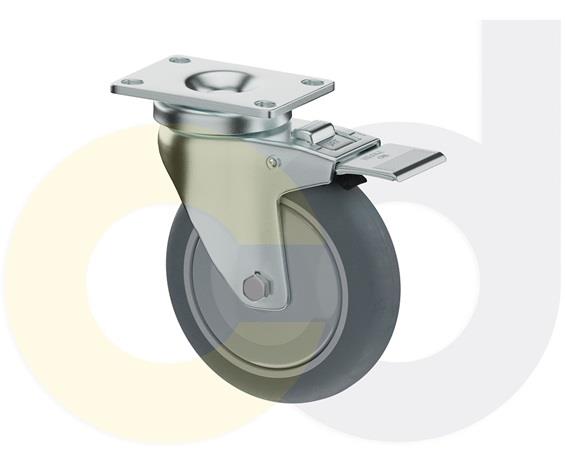 ZINC PLATED CASTERS - THERMO-RUBBER WHEELS