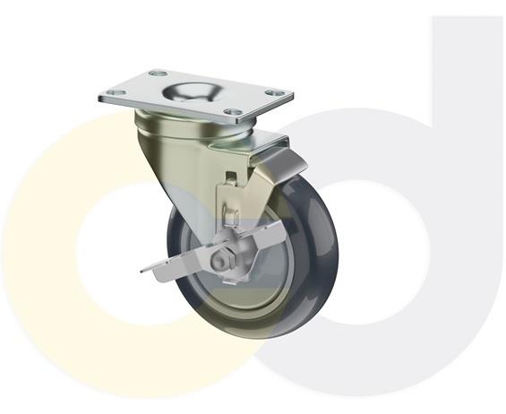 ZINC PLATED CASTERS - THERMO-URETHANE WHEELS