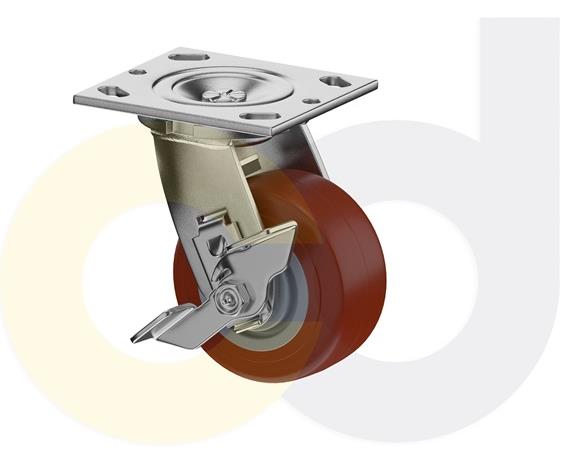 ZINC PLATED CASTERS - THERMO-URETHANE WHEELS