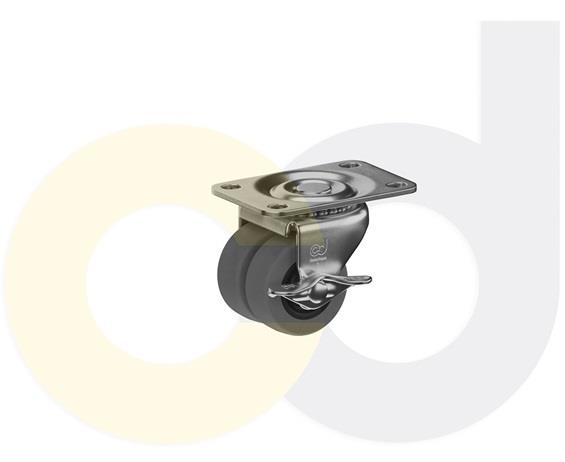 LOW PROFILE CASTERS - THERMO-RUBBER WHEELS