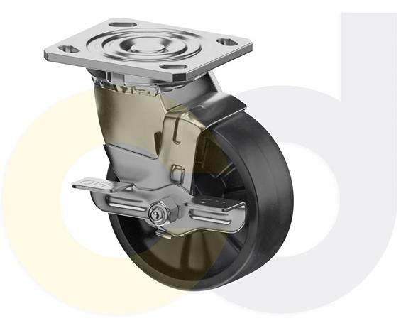 STAINLESS STEEL CASTERS - GLASS-FILLED NYLON WHEELS