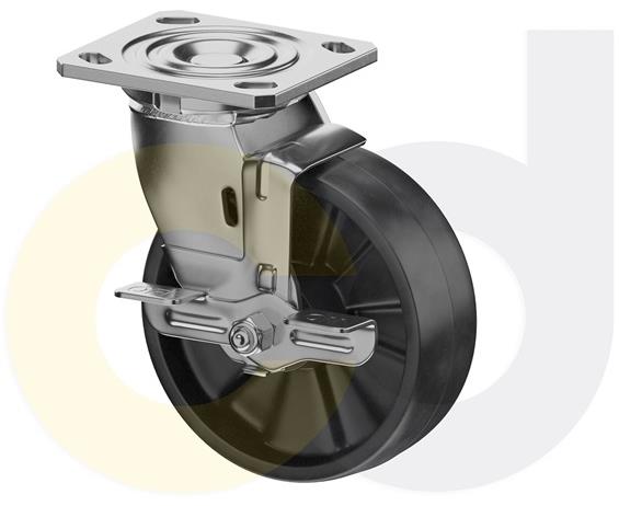 STAINLESS STEEL CASTERS - GLASS-FILLED NYLON WHEELS