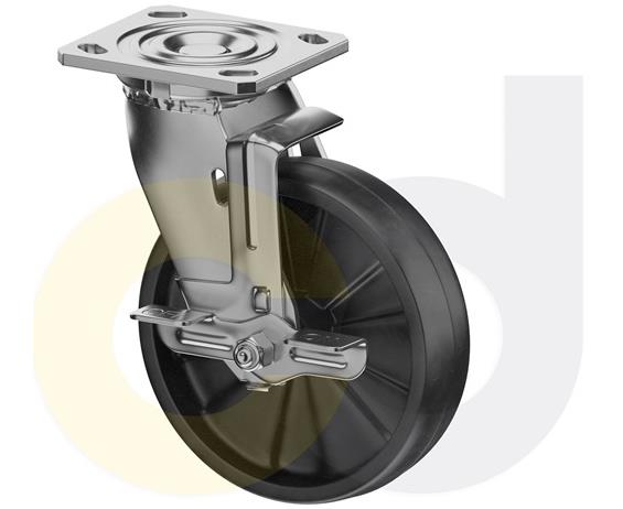 STAINLESS STEEL CASTERS - GLASS-FILLED NYLON WHEELS