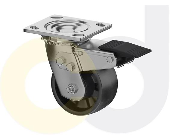 STAINLESS STEEL CASTERS - GLASS-FILLED NYLON WHEELS