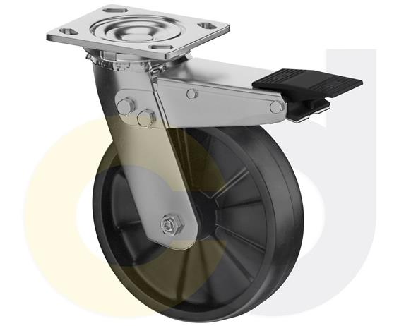 STAINLESS STEEL CASTERS - GLASS-FILLED NYLON WHEELS