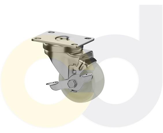 STAINLESS STEEL CASTERS - WHITE NYLON WHEELS