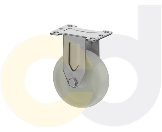 STAINLESS STEEL CASTERS - WHITE NYLON WHEELS